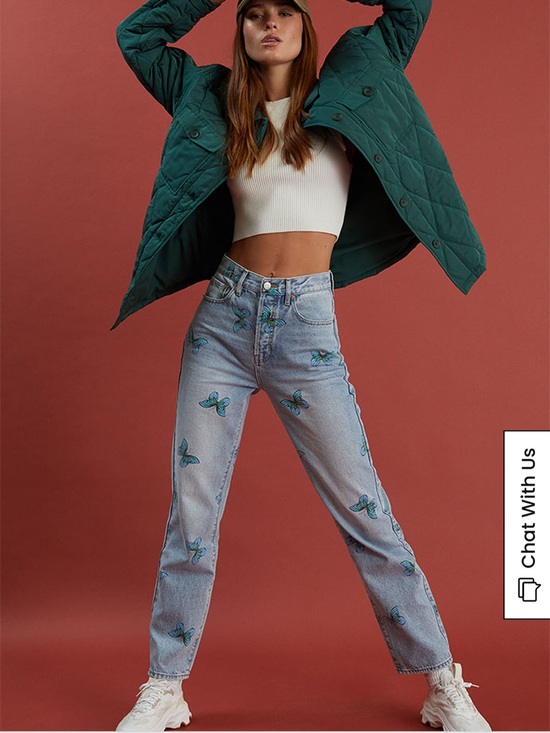 PacSun Denim - NWT Pacsun Eco Butterfly Print Dad Jeans  Medium Indigo Size 25